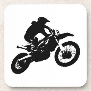 Schwarz-weißer Pop Art Motocross Motorradsport Getränkeuntersetzer