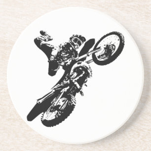 Schwarz-weißer Pop Art Motocross Motorradsport Getränkeuntersetzer