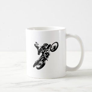 Schwarz-weißer Pop Art Motocross Motorradsport Kaffeetasse