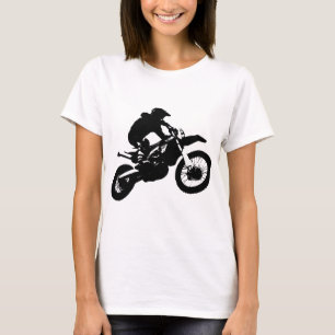 Schwarz-weißer Pop Art Motocross Motorradsport T-Shirt