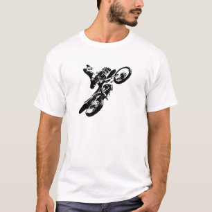 Schwarz-weißer Pop Art Motocross Motorradsport T-Shirt