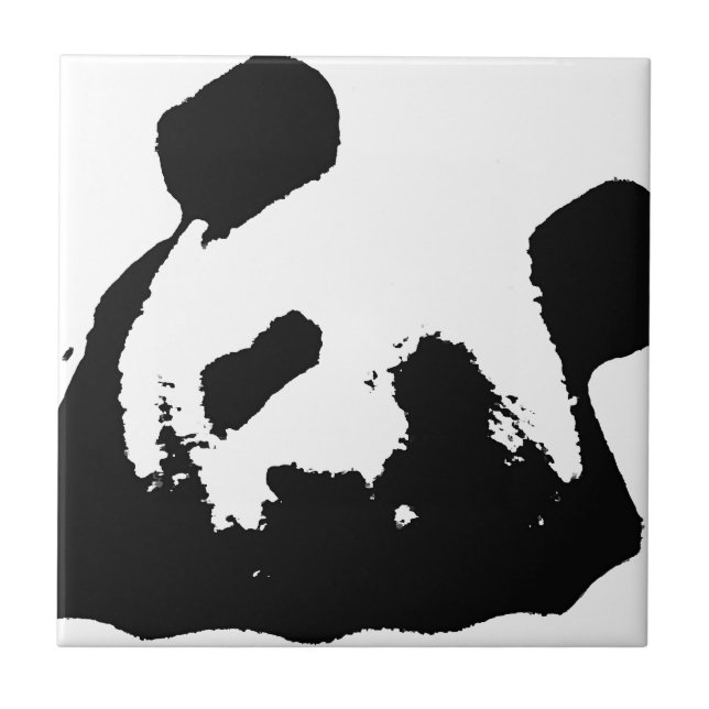 Schwarz-weißer Pop Art Panda Fliese (Vorderseite)