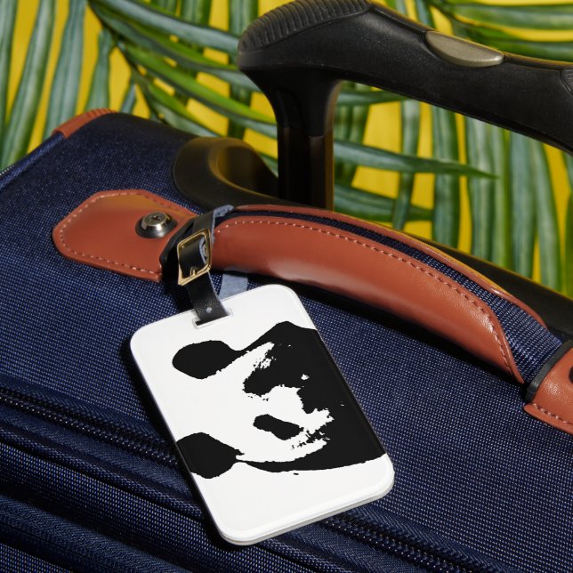 Schwarz-weißer Pop Art Panda Gepäckanhänger (Vorderseite Insitu 1)