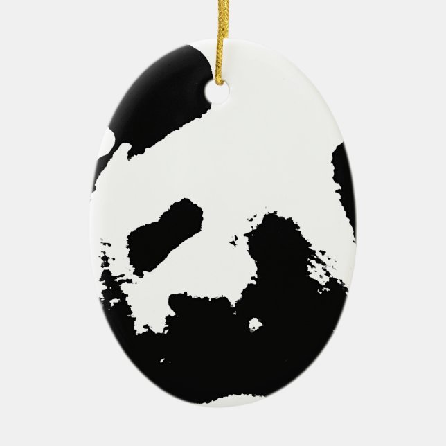 Schwarz-weißer Pop Art Panda Keramik Ornament (Vorne)