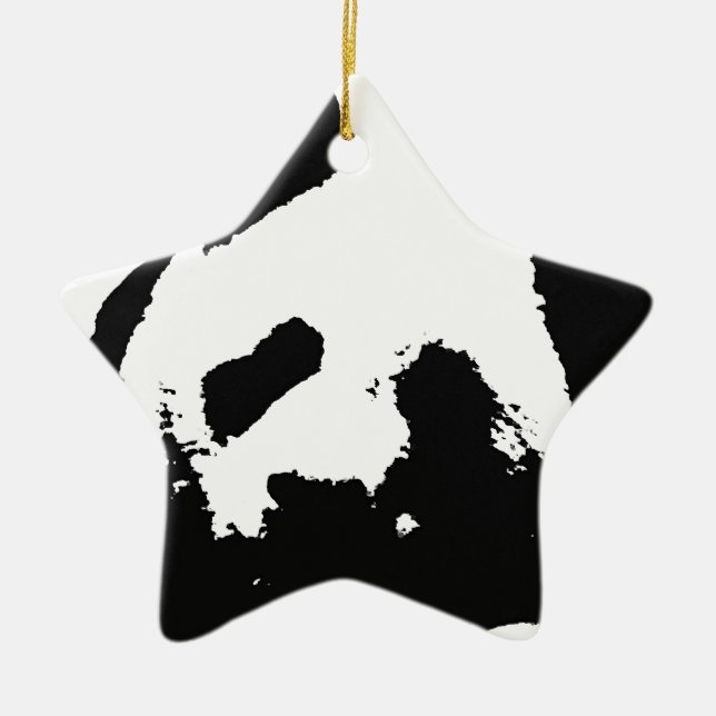 Schwarz-weißer Pop Art Panda Keramikornament (Vorne)