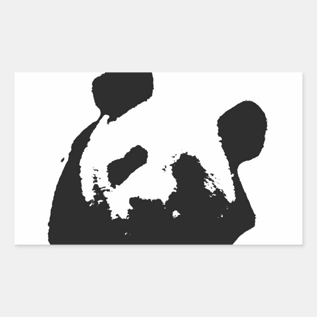 Schwarz-weißer Pop Art Panda Rechteckiger Aufkleber (Vorderseite)