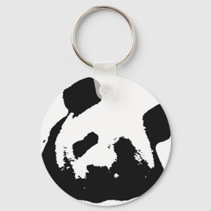 Schwarz-weißer Pop Art Panda Schlüsselanhänger