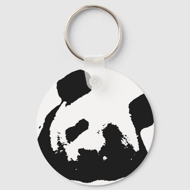Schwarz-weißer Pop Art Panda Schlüsselanhänger (Vorderseite)