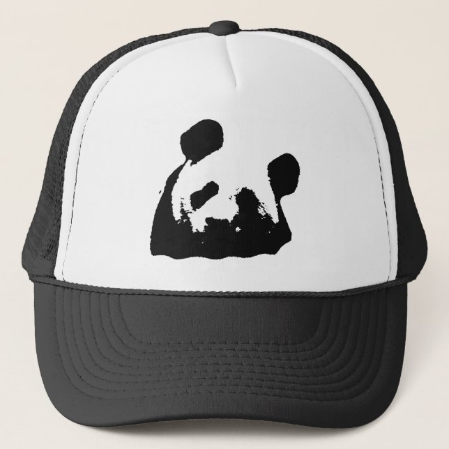 Schwarz-weißer Pop Art Panda Truckerkappe (Vorderseite)