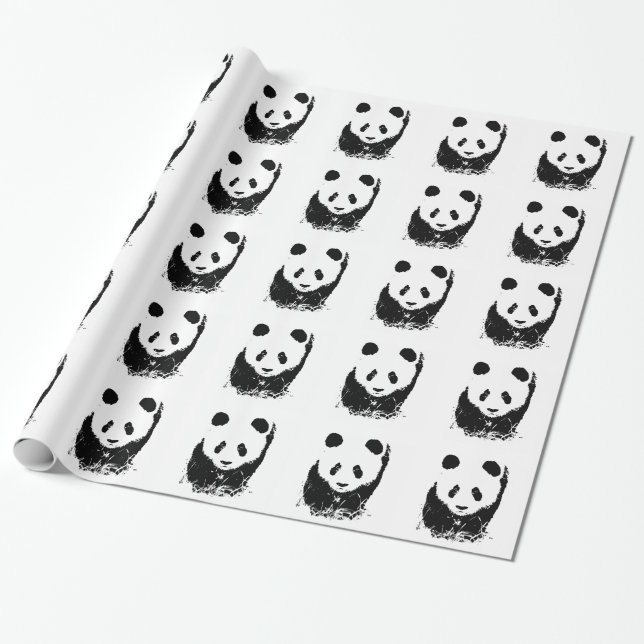Schwarz-weißer Pop Art Panda Wrapping Paper Geschenkpapier (Ungerollt)