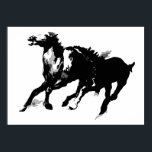 Schwarz-weißer Pop Art Reiten Silhouetten Poster<br><div class="desc">Schwarz-weißer Pop Kunst Reiten Silhouette / Digitales Tier / Pferdekunst - Pferdekunst</div>