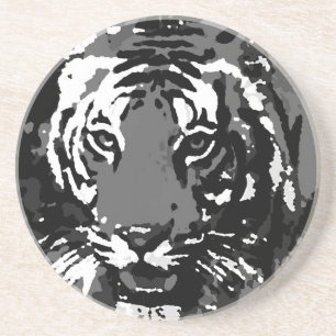 Schwarz-weißer Pop Art Tiger Getränkeuntersetzer