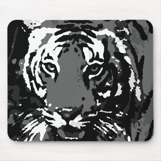 Schwarz-weißer Pop Art Tiger Mousepad (Vorne)