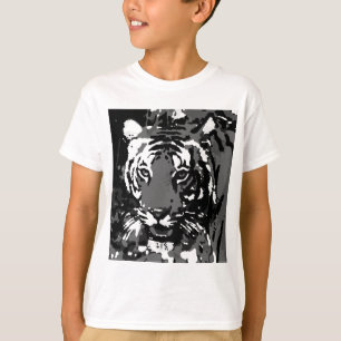 Schwarz-weißer Pop Art Tiger T-Shirt