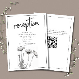 Schwarz-weißer Poppy Floral Eleganter Hochzeitssli Begleitkarte