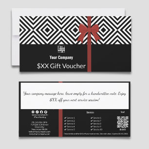 Schwarz-weißer QR Code Company Note Gutscheinkarte