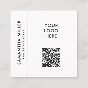 Schwarz-weißer QR-Code für benutzerdefinierte Logo Quadratische Visitenkarte