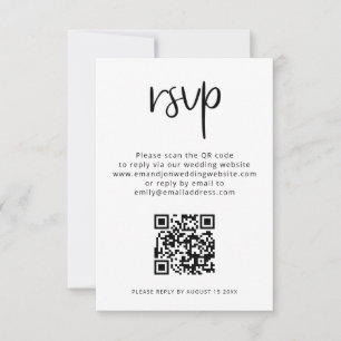 Schwarz-weißer QR-Code für Hochzeiten RSVP Karte