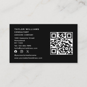 Schwarz-weißer QR-Code für Social Media Visitenkarte