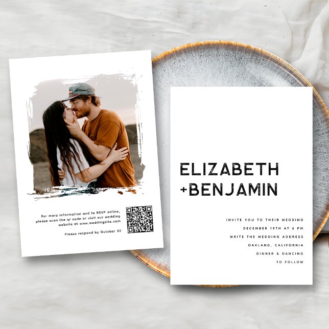 Schwarz-weißer QR Code Hochzeitsempfang mit UAWG Einladung (Von Creator hochgeladen)