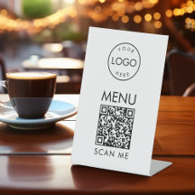 Schwarz-weißer QR-Code-Menü Simple Cafe Scan mich