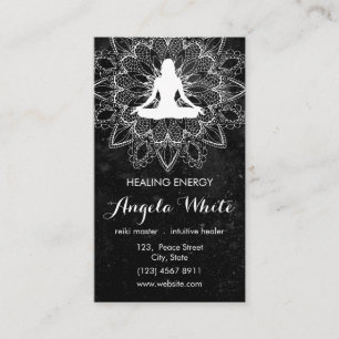 Schwarz-weißer Reiki Master Healer Yoga Instructo Visitenkarte