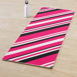 Schwarz-weißer rosa Diagonalstreifen Yogamatte