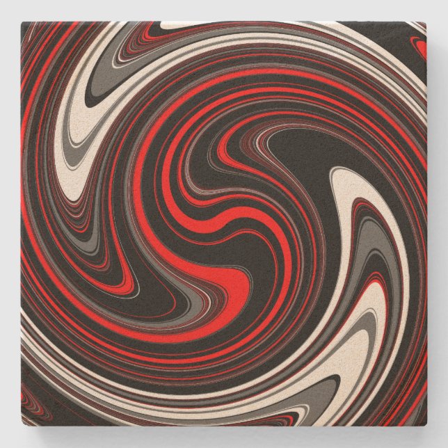 Schwarz-weißer Roter Farbring Steinuntersetzer (Vorderseite)
