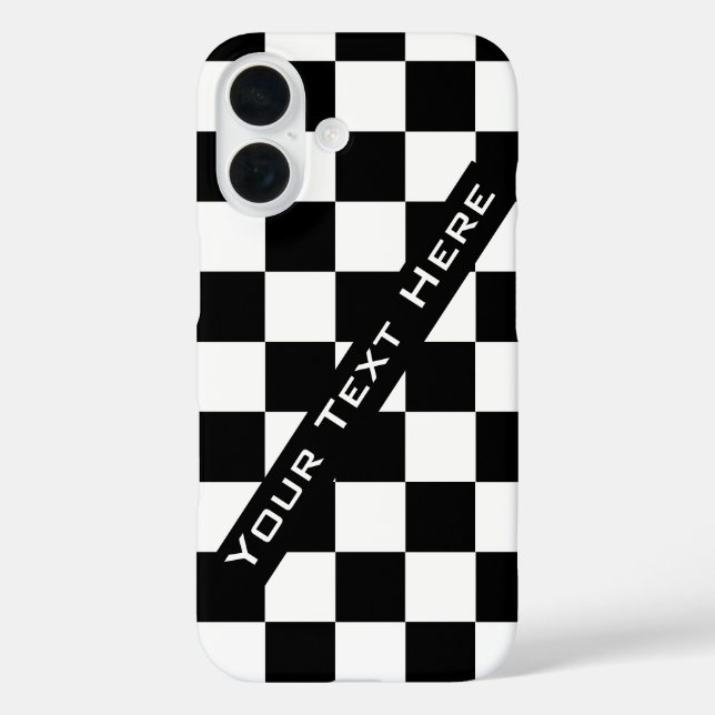 Schwarz-weißer SchachiPhone-Case mit benutzerdefin iPhone 16 Hülle (Rückseite)