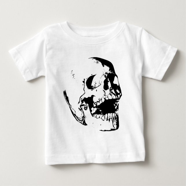 Schwarz-weißer Schädel Baby T-shirt (Vorderseite)
