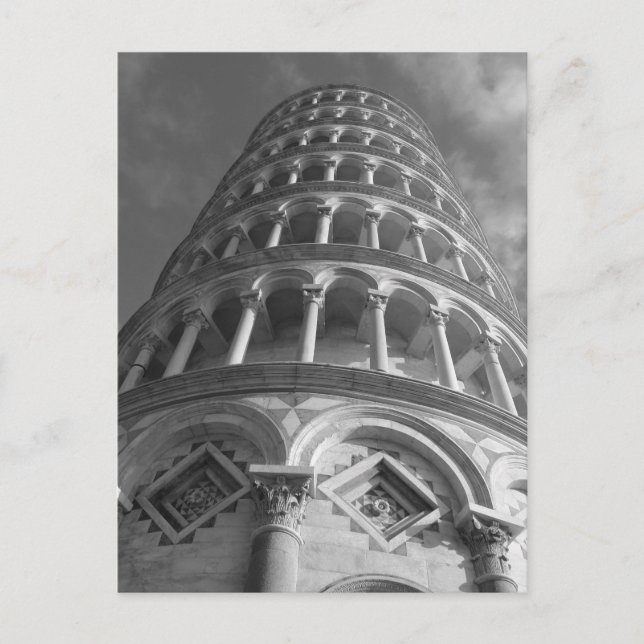 Schwarz-weißer Schießturm von Pisa aus Italien Postkarte (Vorderseite)