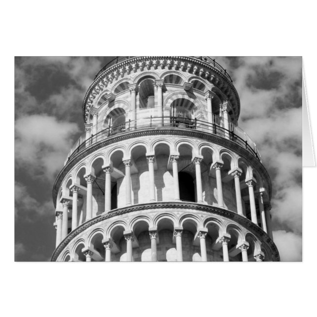 Schwarz-weißer Schießturm von Pisa Italien (Vorderseite (Horizontal))