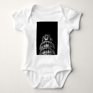 Schwarz-weißer Schießturm von Pisa Italien Baby Strampler