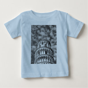 Schwarz-weißer Schießturm von Pisa Italien Baby T-shirt