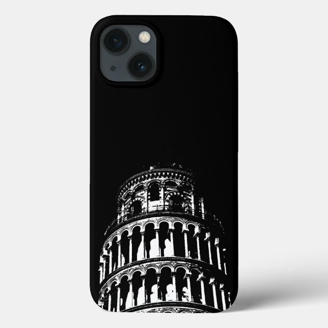 Schwarz-weißer Schießturm von Pisa Italien Case-Mate iPhone Hülle (Rückseite)