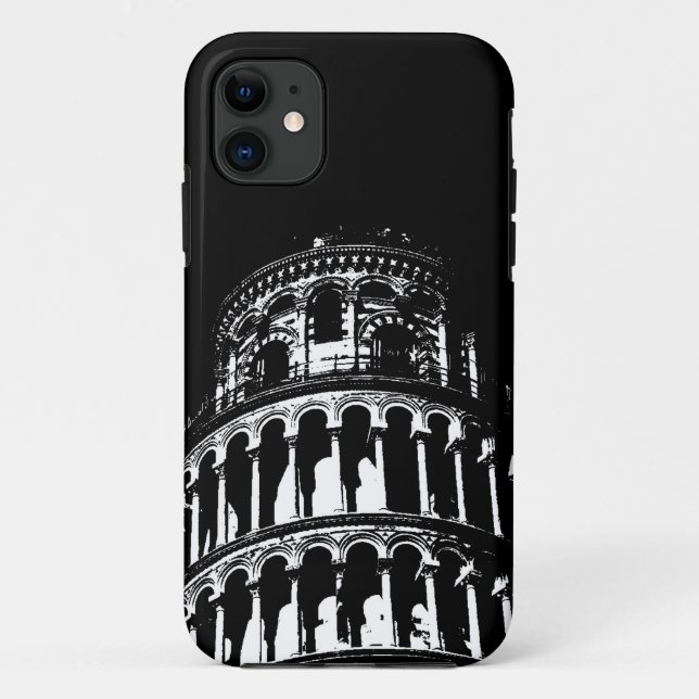 Schwarz-weißer Schießturm von Pisa Italien Case-Mate iPhone Hülle (Rückseite)
