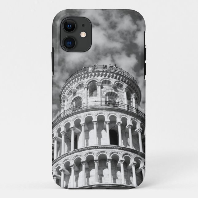 Schwarz-weißer Schießturm von Pisa Italien Case-Mate iPhone Hülle (Rückseite)