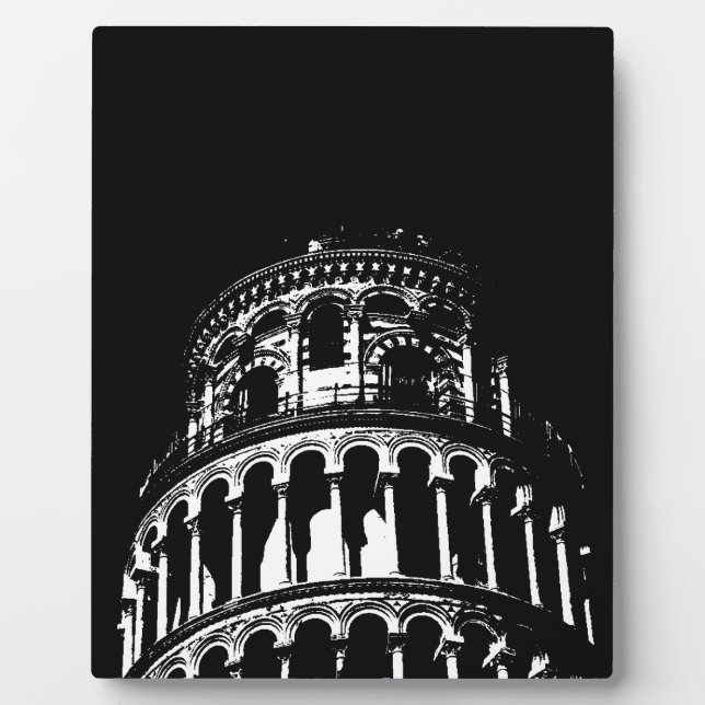 Schwarz-weißer Schießturm von Pisa Italien Fotoplatte (Vorderseite)