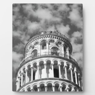 Schwarz-weißer Schießturm von Pisa Italien Fotoplatte