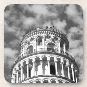 Schwarz-weißer Schießturm von Pisa Italien Getränkeuntersetzer
