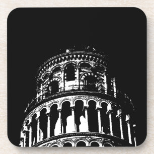 Schwarz-weißer Schießturm von Pisa Italien Getränkeuntersetzer