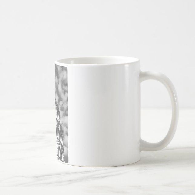 Schwarz-weißer Schießturm von Pisa Italien Kaffeetasse (Rechts)