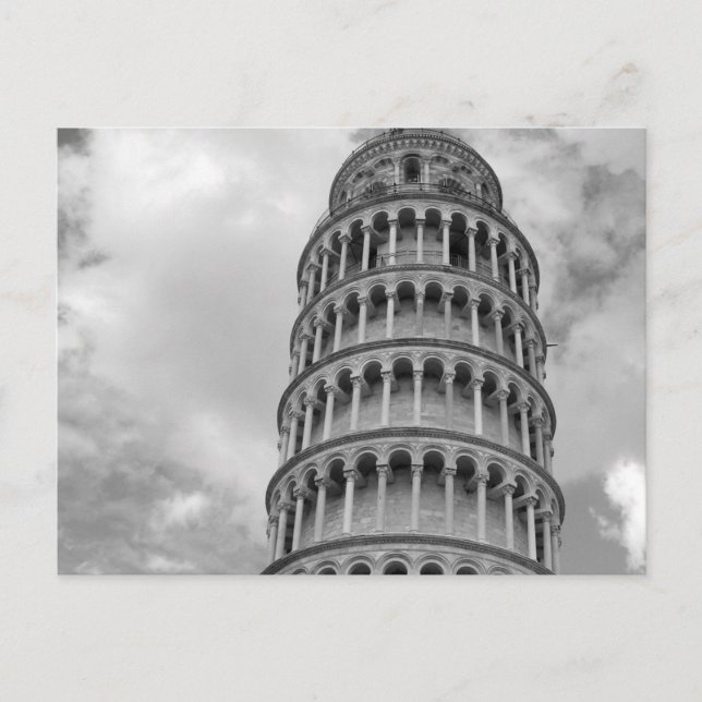 Schwarz-weißer Schießturm von Pisa Italien Postkarte (Vorderseite)