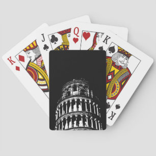 Schwarz-weißer Schießturm von Pisa Italien Spielkarten