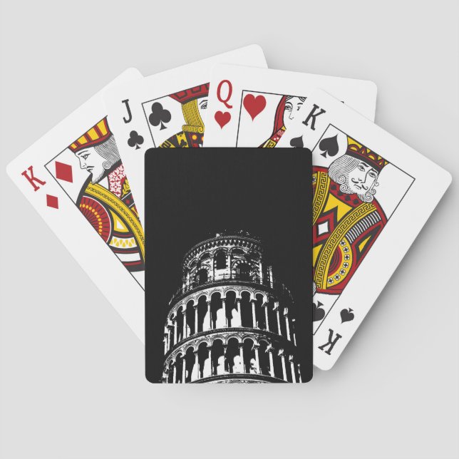 Schwarz-weißer Schießturm von Pisa Italien Spielkarten (Rückseite)