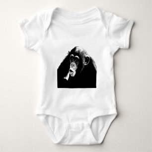 Schwarz-weißer Schimpanse Baby Strampler