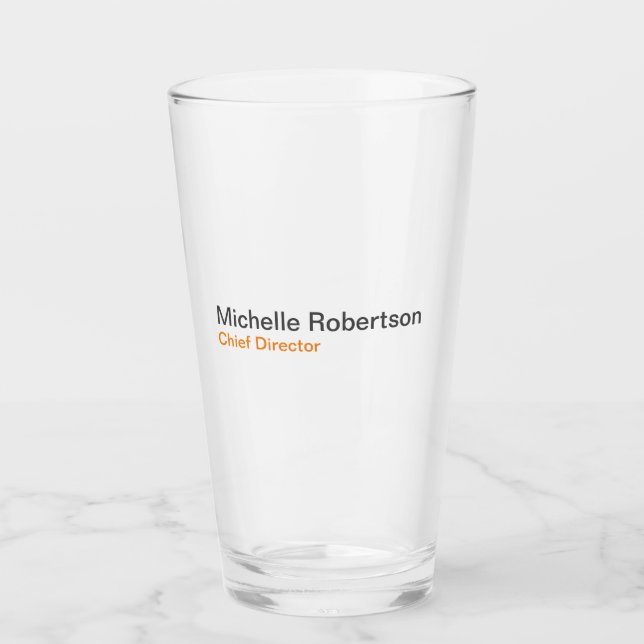 Schwarz-weißer Schlichter Minimalistischer Name hi Glas (Vorderseite)
