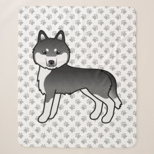 Schwarz-weißer sibirischer Husky, süßer Cartoon-Hu Sherpadecke