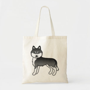 Schwarz-weißer sibirischer Husky, süßer Cartoon-Hu Tragetasche