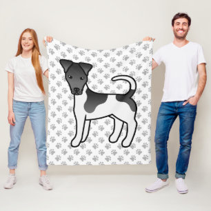 Schwarz-weißer Smooth-Fox-Terrier-Cartoon-Hund Fleecedecke